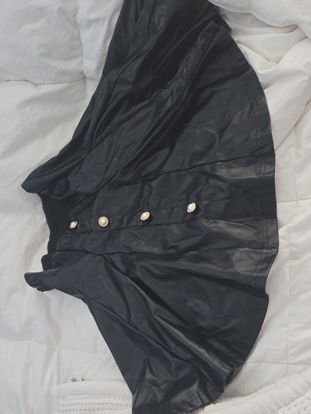 Black Faux Leather Button-Front Skirt - Women